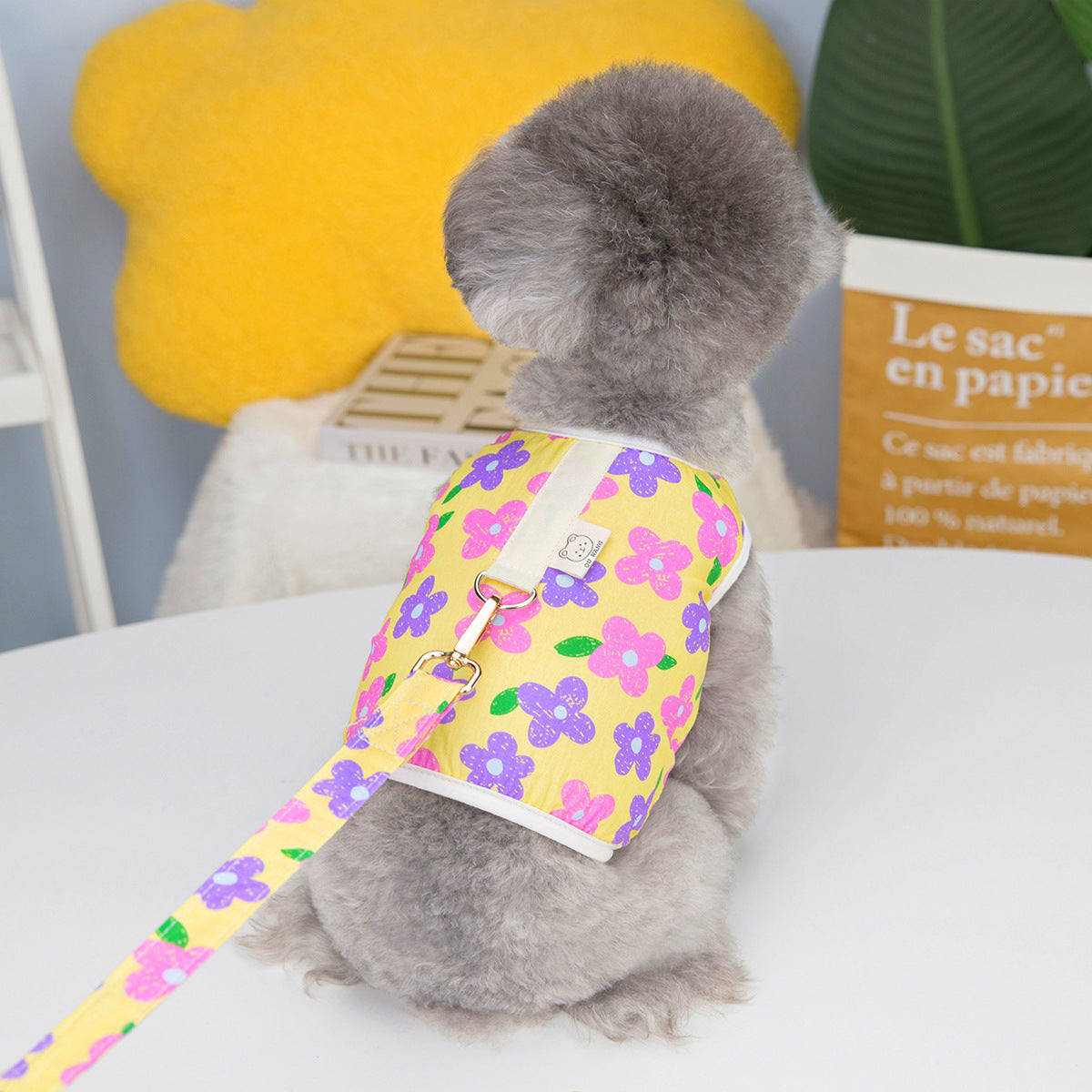 Floral pet harness dress with leash - view 9
