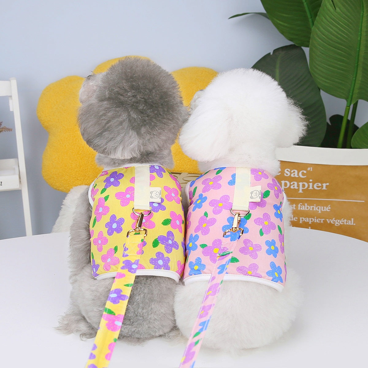 Floral pet harness dress with leash - view 5