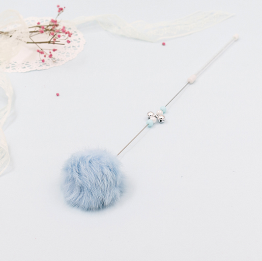 Cat Teaser Wand with Bell Colorful Pom Pom Interactive Cat Toy Fun