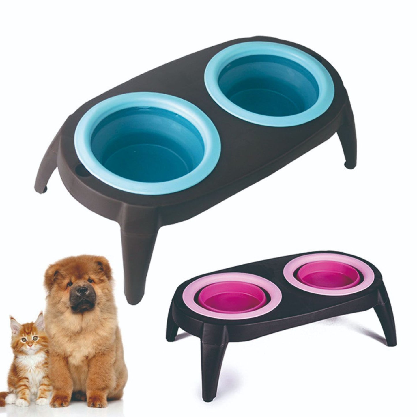 Folding Silicone Pet Double Bowl
