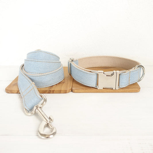 Blue Denim Dog Leash Durable Walking Lead for Small Medium Large Dogs