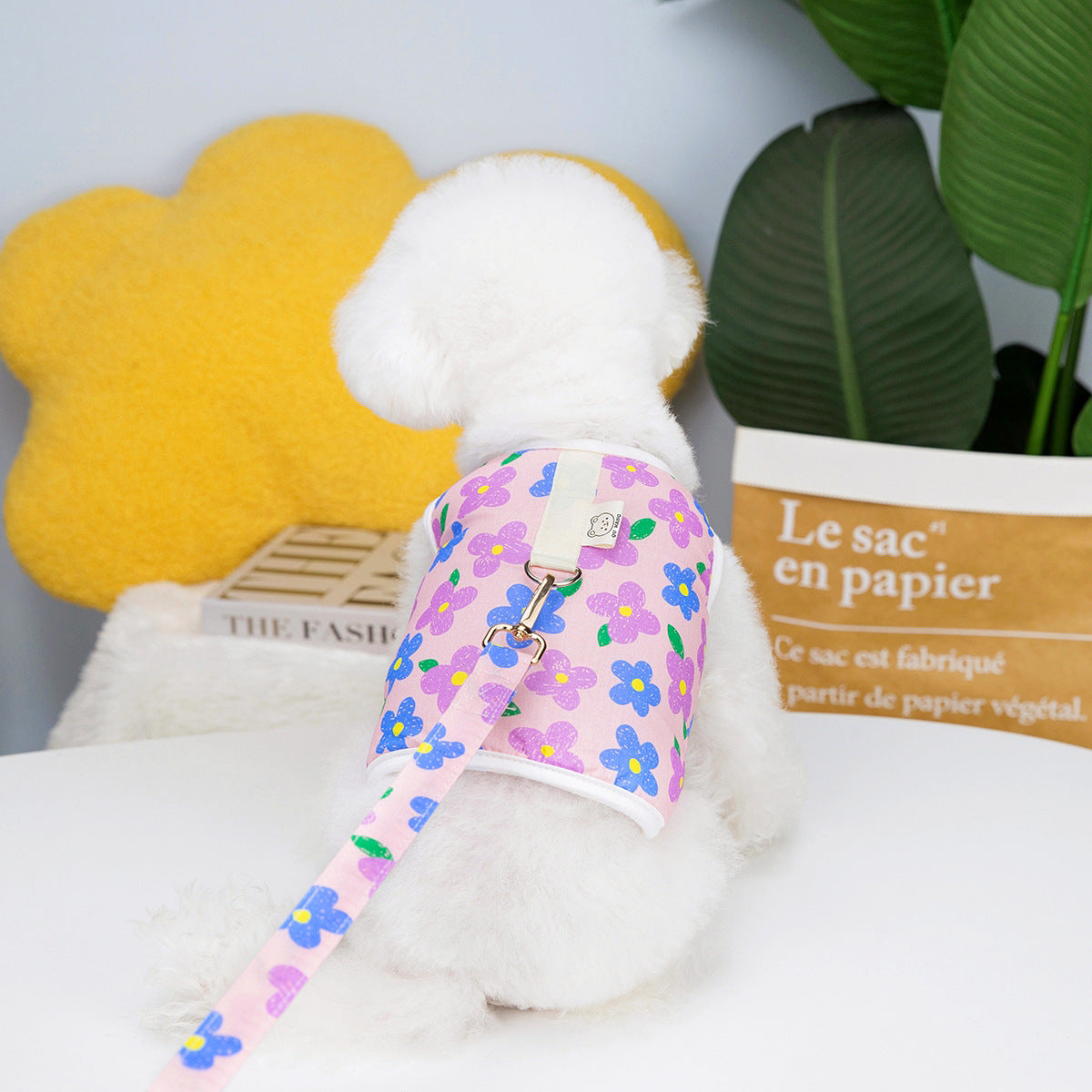 Floral pet harness dress with leash - view 6