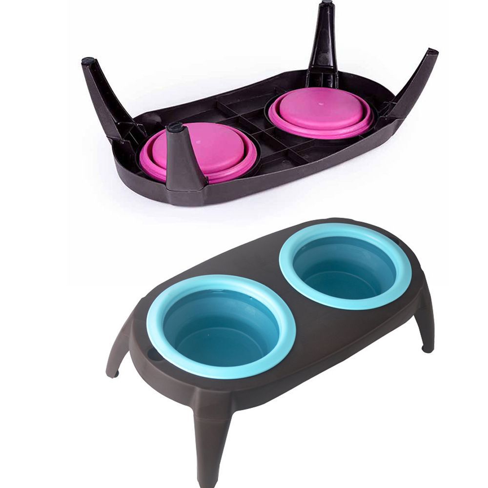 Folding Silicone Pet Double Bowl