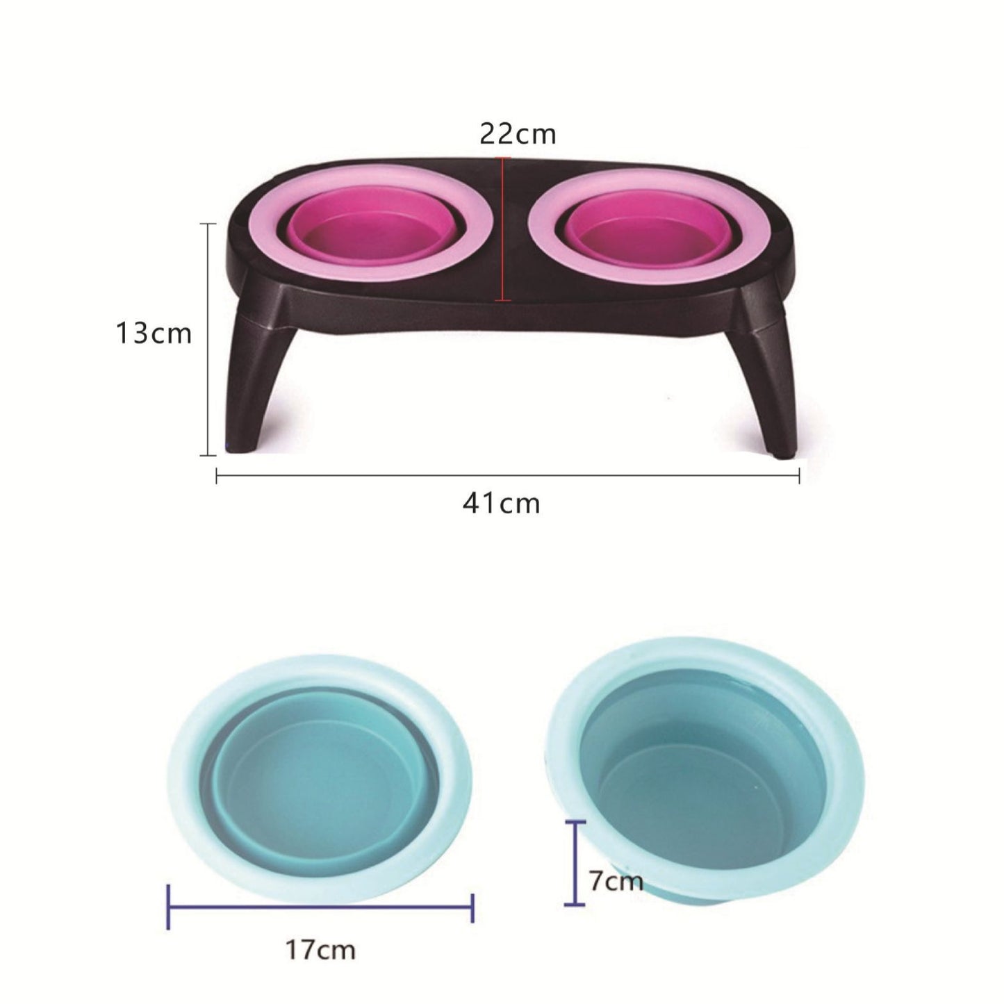 Folding Silicone Pet Double Bowl
