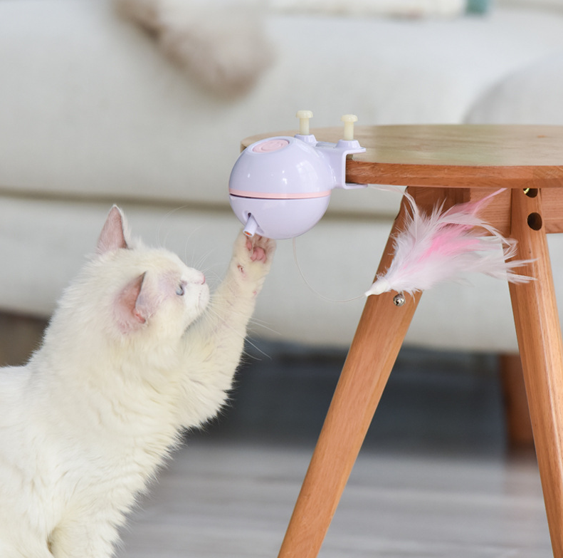 Smart cat toy ball with teaser wand - view 2
