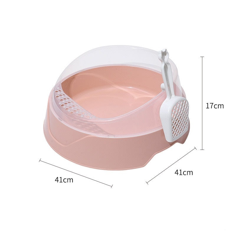 Large Cat Litter Box Semi Enclosed with Scoop Easy Clean Pet Toilet